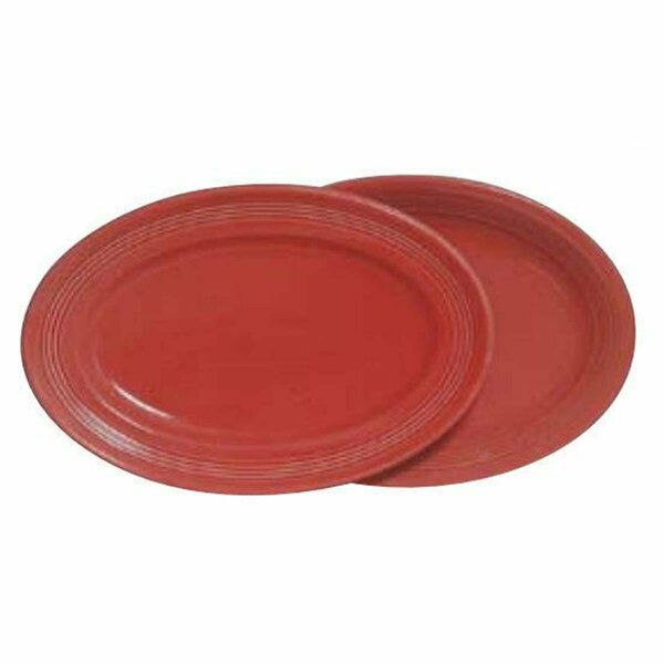 Tuxton China 13.5 in. x 9.75 in. Oval Platter - Cayenne - 6 pcs CQH-1352